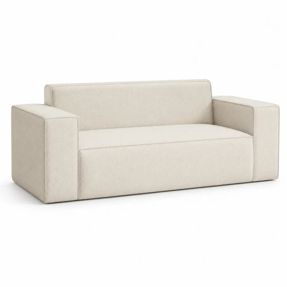 Divano in tessuto poliestere beige 200x90x75 cm