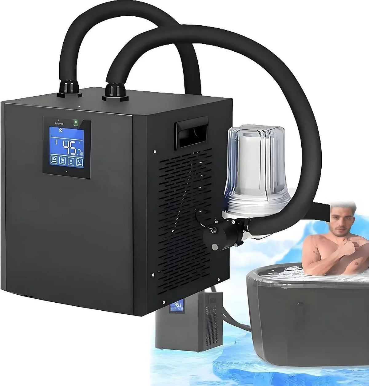 filtro, pompa, 600 W, esterno, touch, LED, Refrigeratore bagno ghiaccio