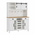 Credenza Cucina Bianca con Ripiani e Portavini in Legno