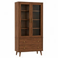Libreria in Legno di Noce con Vetro Temperato e Cassetti Marrone 180x80x40 cm