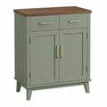 Credenza in MDF verde con piano in legno marrone 90x40x100 cm