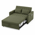 Divano Letto in Tessuto Verde con Porta Bicchieri