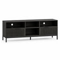 Credenza TV in Legno MDF e Metallo Nero con Ripiani