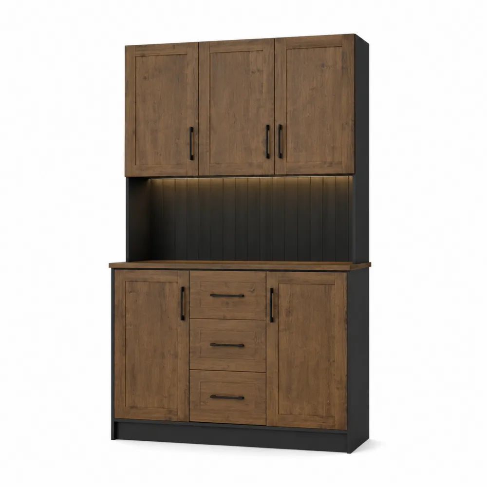Credenza in legno e metallo con LED 80x40x180 cm