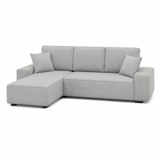 Divano angolare in tessuto grigio