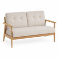 Divano a 2 posti in legno e tessuto beige