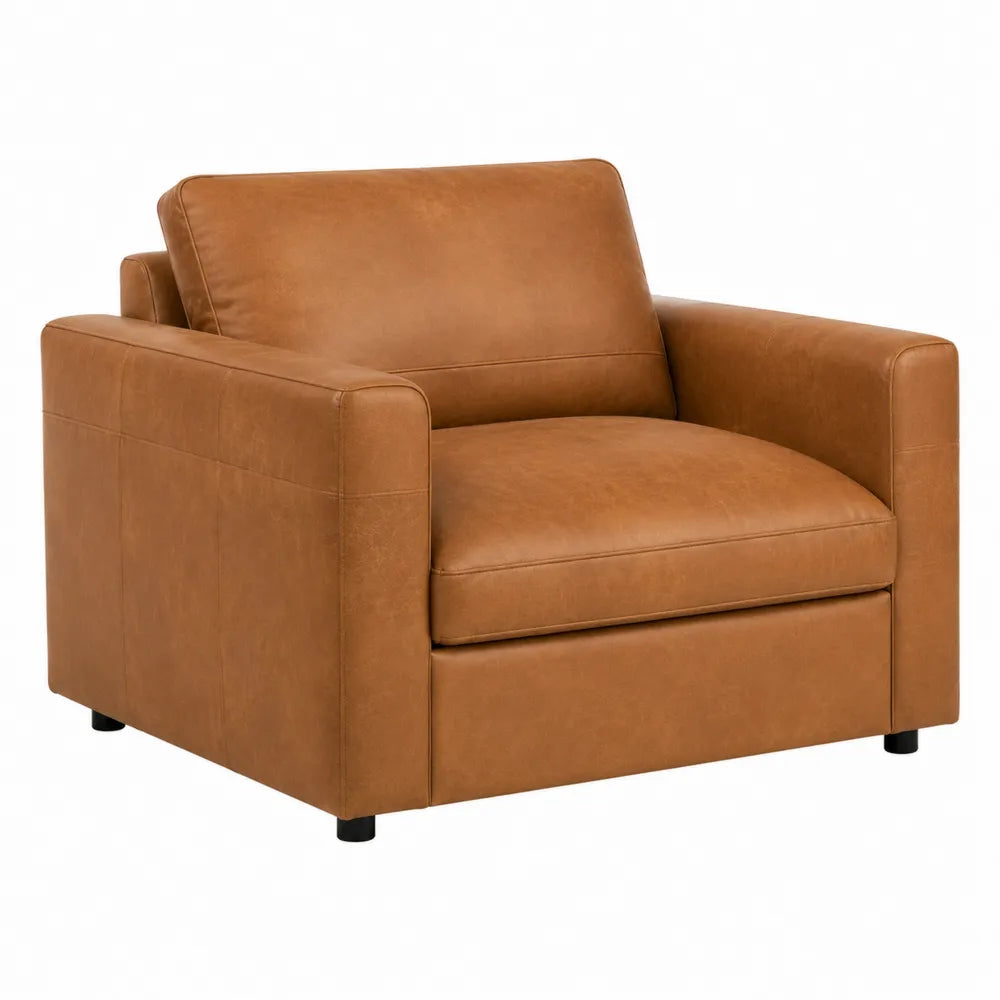 Poltrona in pelle sintetica marrone chiaro 100x95x85 cm