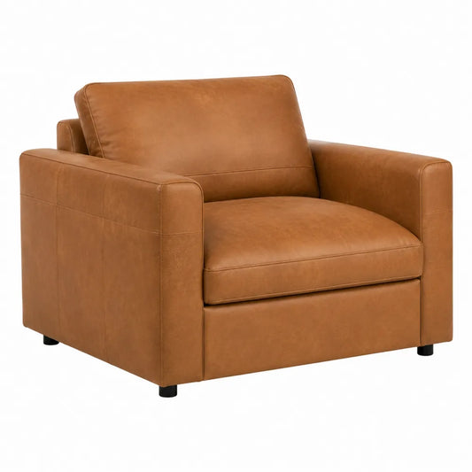 Poltrona in pelle sintetica marrone chiaro 100x95x85 cm