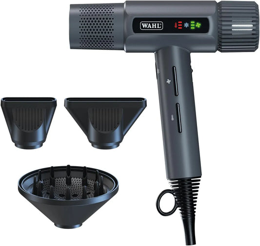 Accessorio per elettrodomestico, grigio, ricambio e accessorio, Wahl Vanquish Asciugacapelli grigio con 3 accessori magnetici