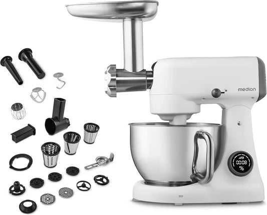 Robot da cucina, 4,6 L, 800 W, MEDION, touch, display digitale, acciaio inox